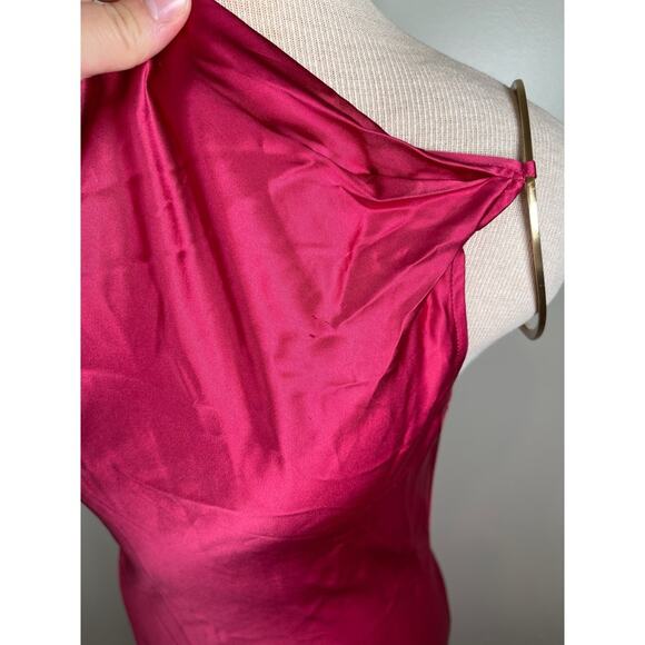 CULT GAIA Azaelia Gold Ring Shoulder Detail Cowl Neck Peony Pink Maxi Dress Sz M - Picture 7 of 13